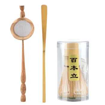 3 szt./kpl. naturalny bambus sitko do parzenia meczu corolla szczotka zielona herbata w proszku corolla szufelka zestaw japońskiej ceremonii herbaty naczyń
