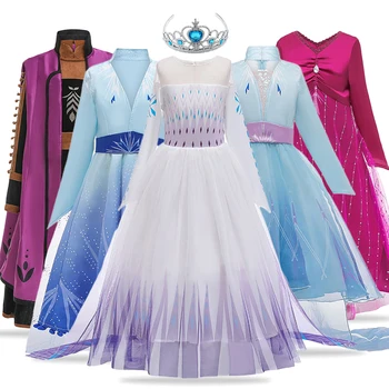 2021 Halloween Dziewczyna Cosplay Strój Bal Przebierańców Elsa Anna Księżniczka Sukienki Odzież Świąteczna Impreza Dziecko Urodziny Sukienka 3-12 Lat