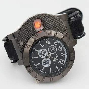 Zegarki męskie zapalniczka zegar USB ładowanie zegarki sportowe, zegarki беспламенный odkryty zapalniczka zegarek męski prezent F665 1 szt.