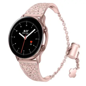 22 mm 20 mm pasek do Samsung Galaxy Watch Aktywność2 40 mm 44 mm pasek szablon metalowy Diament 20 mm pasek do zegarka nadgarstek