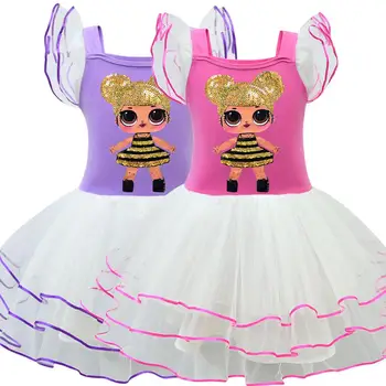 LOL niespodzianka lalka dziewczyna szelki sukienka dzieci koronki balet ciasto sukienki Dziecięce kreskówki Lol lalka Księżniczka partia Vestidoes