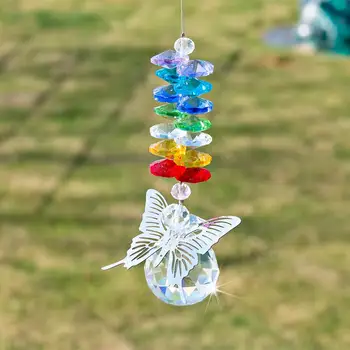 H&D Crystal Ball/Butterfly Prism Rainbow Maker Decor for Home Droplet Charm ornament Sun Catchers wisiorek do powieszenia w oknie prezent