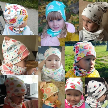 2021 nowa zima wiosna bawełna Dziecięca czapka ciepłe czapki dla chłopców, dziewcząt odkryty dla dzieci nakrycie głowy szyi kołnierz Dziecięcy czapka szalik zestaw