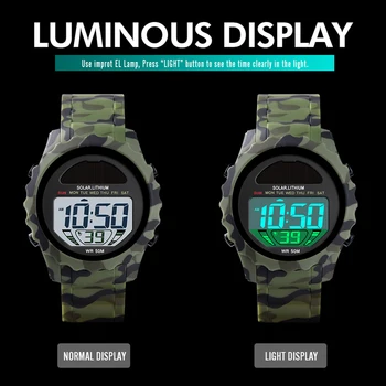 SKMEI luksusowe sportowe męskie zegarek cyfrowy LED Solar Power zegarek męski wojskowy zegarek wodoodporny zegarek Relogio Masculino