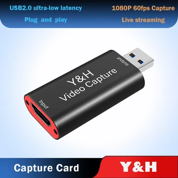 Y&H Video Capture Card USB 3.0 HDMI zgodny Video Grabber Record Box fr PS4 Game DVD Camcorder HD Camera Recording Live Strea