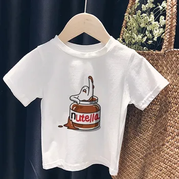 CDJLFH 2020 Kinder Kleidung Unisex Nette Schokolade Juchę Nutella Gedruckt Mädchen Tops Casual Junge T Shirt ,Drop Ship