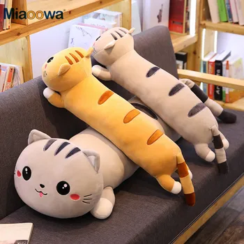 130 cm ładny miękki długi kot poduszka pluszowe zabawki miękkie pauza biuro sen poduszka łóżko sen poduszka wystrój domu prezent lalka dla dzieci dziewczyna