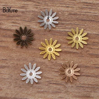 BoYuTe (500 szt./lot) 10 mm metal mosiądz tłoczenie kwiat koraliki czapki tworzenia biżuterii Diy akcesoria handmade części zamienne