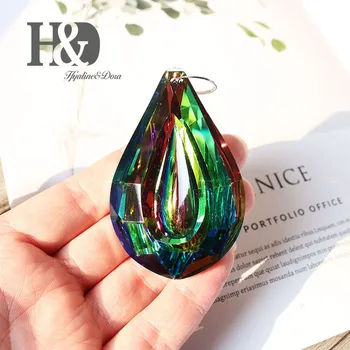 H&D 76 mm kolorowy Kryształ Loquat żyrandol lampa wisi ozdoba części,DIY Suncatcher lub herbaty Rainbow crystal prism wisiorek