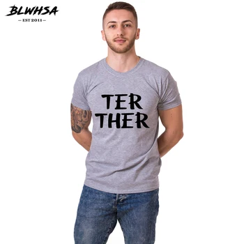 BLWHSA miłośnicy para t-shirt kobiety mężczyźni razem lepiej List drukowania ślubne śmieszne koszulki przyjaciółka, chłopak miłośnicy trójniki