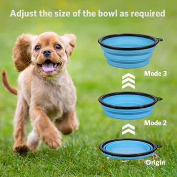 Składana psia miska [6-Pack] Travel Portable Dog Bowl(12Oz)Silikonowa składana podróżna miska/misa pokarm dla zwierząt domowych/kocia miska do wody/silikon