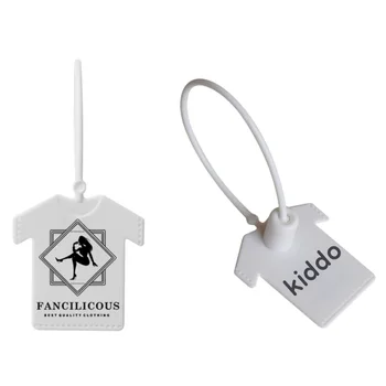WONXEATH 100Pcs Custom Clothing Hang Tags Plastic Security Cloth Tag White Clothing Label T Shirt Brand Tags with Logo 160mm/6.3