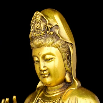 Miedziany ornament Bodhisattwa Guanyin Quan Yin Budda świątyni kultu postać miłosierdzia Budda Awalokiteśwara posąg świata rzemiosła