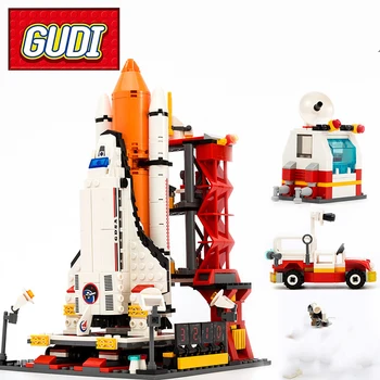 GUDI 8815 City Spaceport Space Shuttle Building Block Sets 679pcs Space Center DIY Bricks edukacyjne klasyczne zabawki dla dzieci