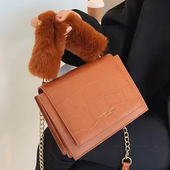 Croco wzór pluszowe torba 2020 moda nowy wysokiej jakości sztuczna skóra damska designerska torba łańcuch na ramię torba kurierska