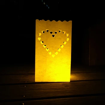 10szt ślub serce herbata światło uchwyt lantern candle kostium papierowa lampa świeca torba Główna romantyczny ślub dekoracje dostawy