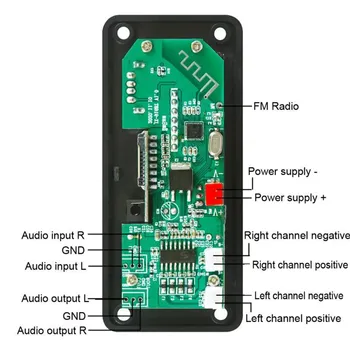 2*25 w, 50 W wzmacniacz odtwarzacz MP3 dekoder prasowania 12V Bluetooth 5.0 samochodowy FM-radio moduł obsługuje TF, USB, AUX