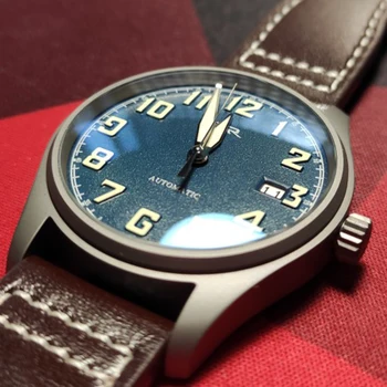 Tytanowe zegarki męskie NH35 automatyczne mechaniczne zegarek retro pilot автоподзавод szafirowe szkło świecące zegar Relojes Hombre