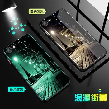Świecące szklane etui dla iPhone 5 5S SE 6 6S 7 8 Plus tylna pokrywa dla iPhone X XR XS 11 12 Pro Max 2020 Mini Case Glow Fluorescent