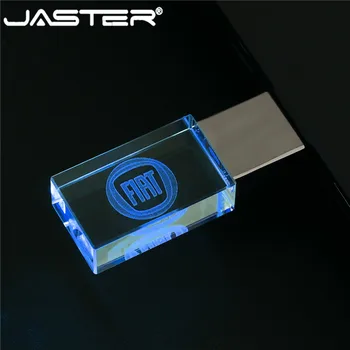 JASTER fiat crystal+metal USB flash drive pendrive 4GB 8GB 16GB 32GB 64GB External Storage memory card u disk USB 2.0