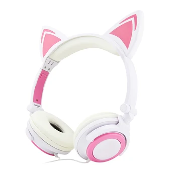 Słodkie dzieci, słuchawki Bezprzewodowe, słuchawki Cat Ear Girls LED Light Gift Bluetooth zestaw HIFI stereo bas z Microhpone na PC
