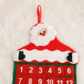 Behogar wielokrotnego użytku cute Santa Claus odliczanie do Świąt kalendarz adwentowy z 24 dni kieszenie dla dzieci w domu świąteczne dekoracje