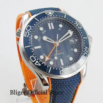 Marka BLIGER męski zegarek z automatycznym mechanizmem GMT data szkło szafirowe