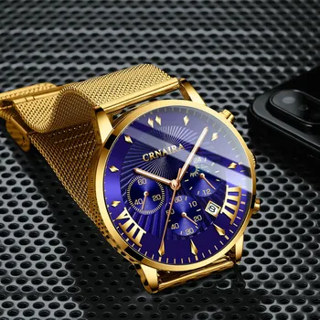 2020 moda męska biznes kalendarz zegarek luksusowy czarny siatkowy pas ze stali nierdzewnej zegarki kwarcowe analogowe męskie Relogio Masculino