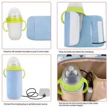 USB Baby Bottle Warmer przenośny mleko podróży puchar cieplej nagrzewnica dziecięcej butelki do karmienia torba pokrywa przechowywania izolacji termostat