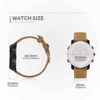 SPOVAN męski zegarek z paskiem ze skóry naturalnej 50 m wodoodporny zegarek sportowy kompas podświetlenie led wielofunkcyjny zegarek MG01b