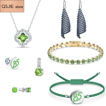 2020 moda biżuteria wysokiej jakości SWA nowa seria zielona, uroczy zielony styl lady elegancki naszyjnik wisiorek