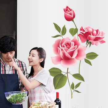 Miłość romantyczna róża 3D kwiat kwiat naklejki ścienne meble salon TV dekoracje ścienne naklejki wystrój domu naklejka sztuki