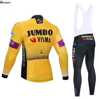 2020 Winter TEAM JUMBO VISMA Cycling JERSEY Bike Bicycling Pants Set Mens 12D Pads Ropa Ciclismo Cycling Wear Maillot Culotte