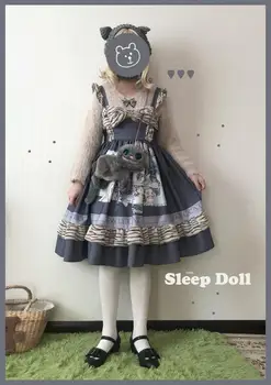Kot ładny styl drukowanych pluszowe pończoch sukienka Księżniczka tea party sweet Lolita sukienka Kawaii dziewczyna gothic Lolita cos Loli miękka dziewczyna