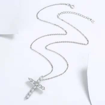 Nowa moda sześciennych Cyrkon prosty krzyż naszyjnik srebrny kolor łańcucha богемное Naszyjnik dla kobiet rocznika biżuteria akcesoria boho