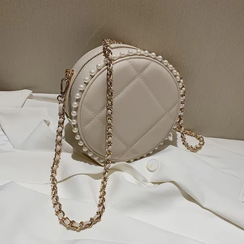 Chusta Klejnot okrągły Crossbody bag 2020 moda nowy wysokiej jakości sztuczna skóra damska designerska torba łańcuch na ramię torba hotelowego