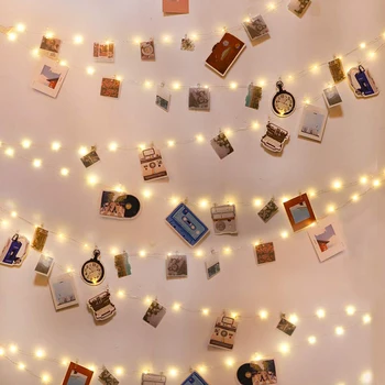 Photo clip led, girlandy smyczki światła baterii USB wisi wianek migotania światła dla domu Sypialnia ściany dekoracje ślubne
