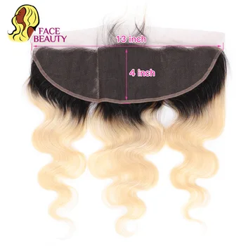 Facebeauty Remy Ombre Color 1B/613 Hair 3/4 wiązki z 13x4 Ear to Ear Lace Frontal Body Wave brazylijskie ludzkie włosy blond