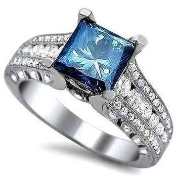 2021 nowy, luksusowy kolor niebieski 925 srebro pierścionek zaręczynowy dla kobiet jubileuszowy prezent biżuteria hurtowych R5990