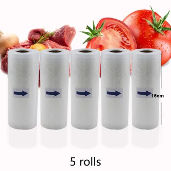 BPA FREE 5 Rolls/Lot Vacuum bag Storage Bag Machine Film Vacuum Sealer Packing Food Long Keeping 15cm*500cm