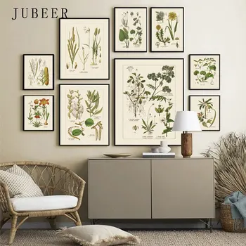 Roślinne wzory na ścianie kwiatowy plakaty i grawerowanie rocznika ścienne artystyczne edukacyjne ozdobne wzory do klasie malarstwa