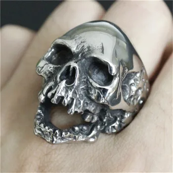 Czarne ogromne pierścień ze stali nierdzewnej 316L punk styl najnowszy projekt mężczyźni chłopcy pierścień czaszki