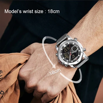 NAVIFORCE luksusowe męskie zegarek kwarcowy stalowa pasek wojskowy led cyfrowy zegarek sportowy zegarek Wodoodporny Relogio Masculino 2020