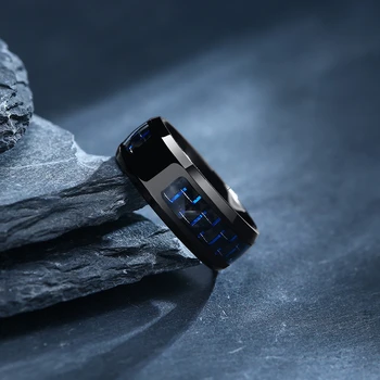 Vnox męskie 8 mm Personalizacja grawerowanie laserowe Wilk, Smok pasa pierścień czarna stal nierdzewna z włóknem węglowym niestandardowe prezenty biżuteria