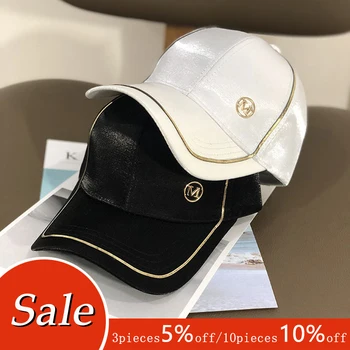 Nowa Damska czapka z daszkiem damska kolor odkryty regulowany biały różowy czarny haftowane damskie kapelusze na lato list M/D Sunhat