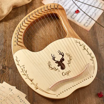 Turecka Harfa 19 Strun Muzyczny Kreatywny Prezent Przenośny Mini-Harfa Drzewo Instrument Strunowy Dla Początkujących Muzyki