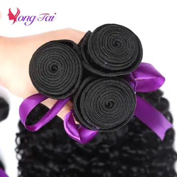 YuYongtai Hair Kinky Curly Bundles With Closure brazylijskie przedłużanie włosów Non-Remy Human Hair 5x5 zamknięcie z kiści