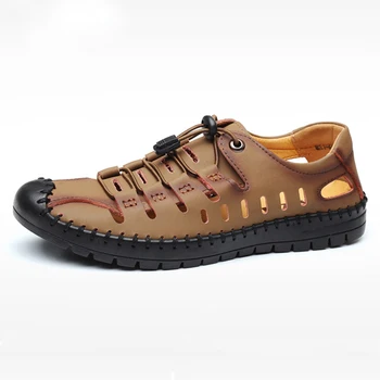 2020 męskie sandały z mikrofibry skórzane letnie męskie mokasyny wygodne uliczne plażowe sandały слипоны męska Casual buty
