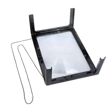 SOSW-ultracienki A4 pełna strona ogromny PVC lupa 3X składane szkło powiększające Lupa Hands Free do czytania z 4 lampami led