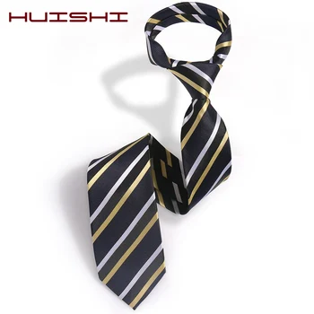 HUISHI Tie Men Wedding Solid Color Stripe Flower flower 8 cm żakardowe krawat czarny ciemny niebieski akcesoria dla biznesu imprezy